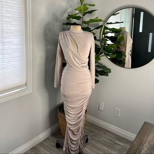 Payson Pink Long Sleeve Metallic Jersey Cutout Dress